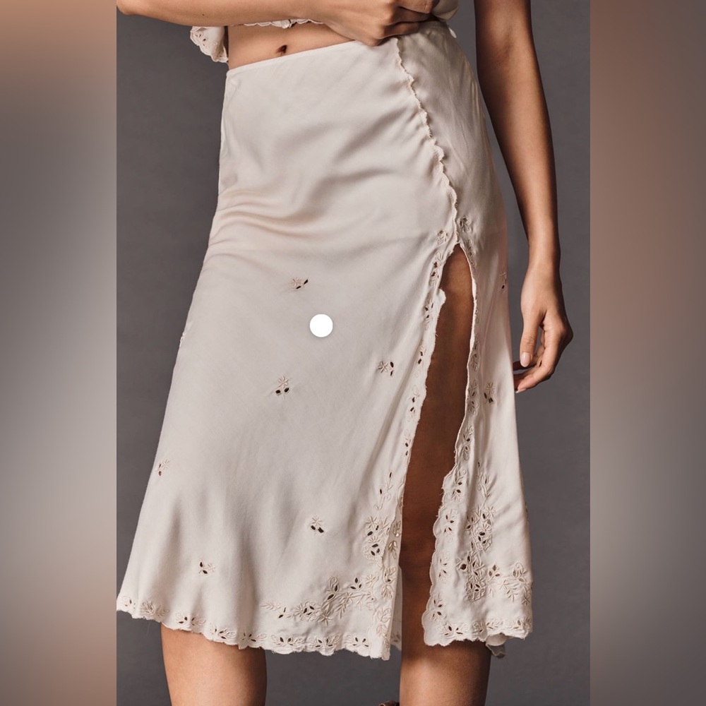 By Anthropologie Cutwork Slip Skirt (3X)